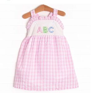 Stitchy Fish Star Student Applique Dress, Pink SIZE 5 | Back To School